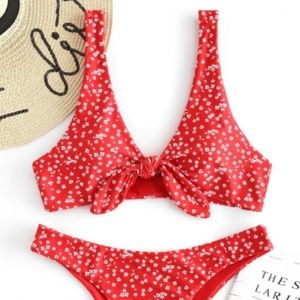 NEW WITH TAGS: ZAFUL Fire Engine Red Floral Bikini